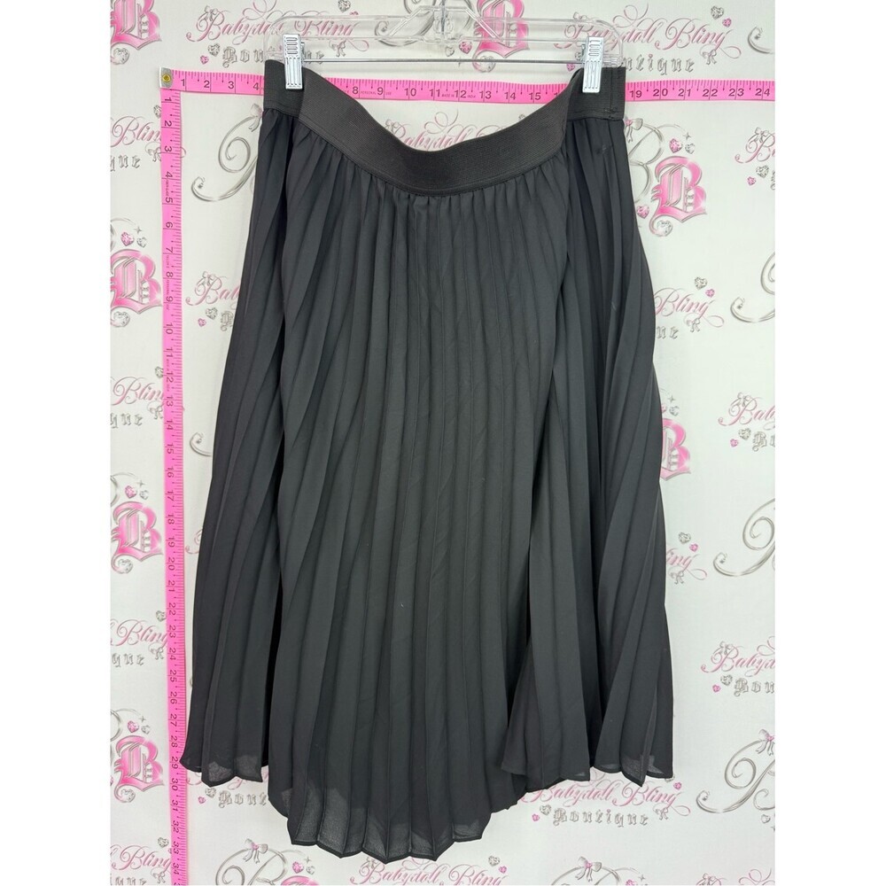 Worthington skirt pleated Black Pleated Chiffon Skirt
